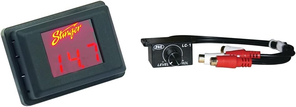 Stinger SVMR Voltage Gauge - Red Display & PAC LC-1 Remote Amplifier Level Controller,Black,Small : Automotive