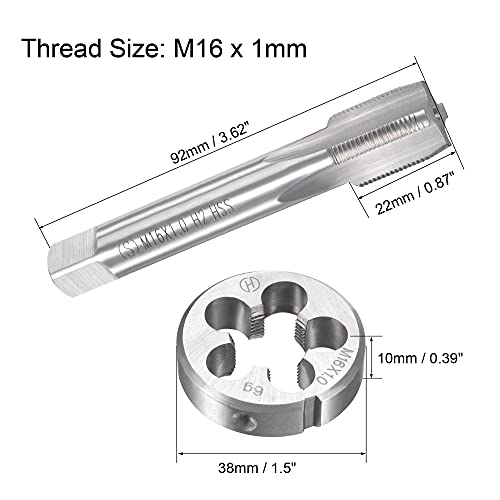 sourcing map Gewindebohrer Schneideisen Set M16 x 1mm, Gewindeschneider Schneideisen Set mit Legierungswerkzeug