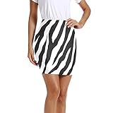 falda cebra vaquera ✤ Tamaño :XXL MNSRUU Zebra Stripe - Falda corta para mujer con mini lápiz de cintura por encima de la rodilla bodycon