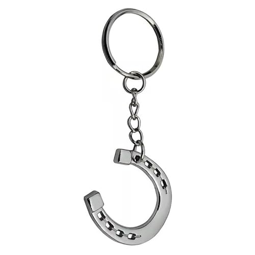 4Trails Good Luck Horseshoe Equine Riding Silver Western Horse Keychain Favour Gifts, Durable Snaffle Lucky