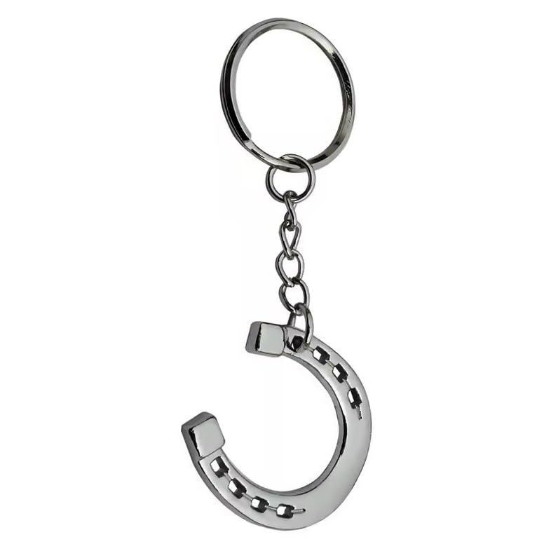 4Trails Good Luck Horseshoe Equine Riding Silver Western Horse Keychain Favour Gifts, Durable Snaffle Lucky