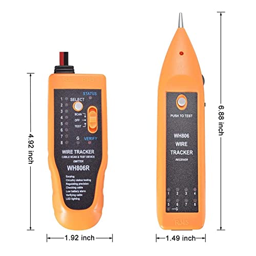 Image of iMBAPrice WH806R Network Cable Tester & Wire Tracker | RJ45 RJ11 Tone Generator, Cable Tracer with Probe & Earphone, Line Finder, Cat5 Cat5e Cat6 Ethernet LAN and Telephone Cables