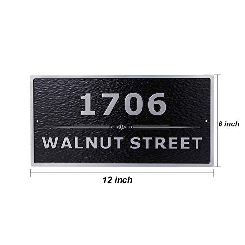 Custom Metal Address Plaque Personalized Address And Street Name House Number Sign Wall Mounted Sign Plaque Out Door 12" X 6" (Rectangle) #TOP1
