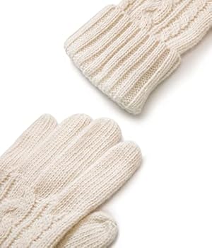 Villand 3-in-1 dames wollen muts, sjaal & handschoenen wintersets, 3-delige gevlochten gebreide muts voor dames met geschenkdoos, beige, One size