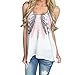 XUANOU Women Feather Printed Sleeveless Irregular Casual Tank T-Shirt (Medium)