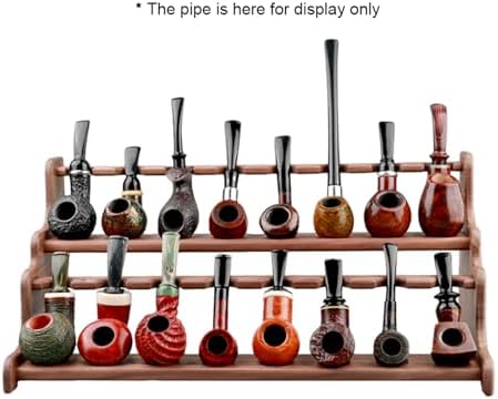 Handmade Wooden Tobacco Pipe Stand for 16 Pipes - Solid Wood Double Layer Pipe Rack, Durable and Elegant Storage Solution for Pipe Collectors and Enthusiasts