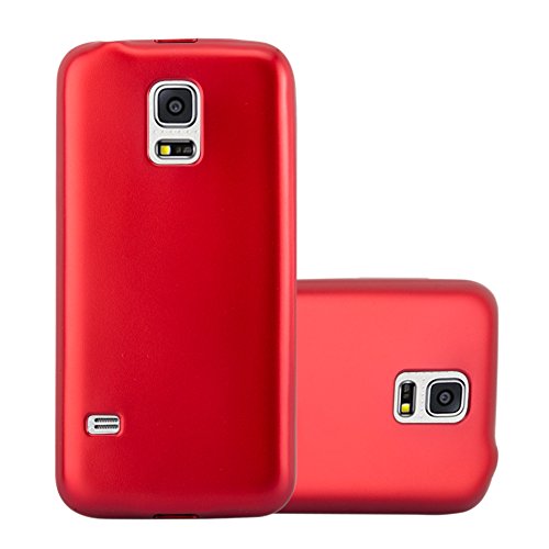 Cadorabo Hülle kompatibel mit Samsung Galaxy S5 / S5 NEO Schutzhülle TPU Silikon Hülle Metallic Design Slim Kratzfest Weiche Gummi mit R&umschutz Hülle Hülle für Galaxy S5 / S5 NEO in Rot