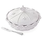 Mud Pie Fleur De Lis Brie Baker Set, White
