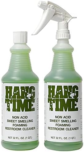 Apter Industries Hang Time Foaming Restroom Cleaner, Ready-to-use, Industrial Strength for Bathrooms/Locker Rooms/Showers, Easy & Safe to Use, Biodegradable, Clings to Surfaces, 32oz. (Pack of 2)