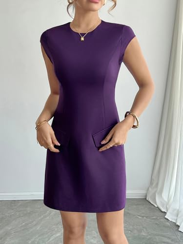 RANPHEE Women's Elegant Crew Neck Cap Sleeve Pencil Dress Ladies Spring Summer Semi Formal Graduation Party Dresses2