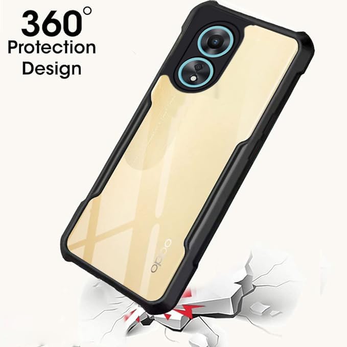 Image of amazon basics Hybrid Camera Protection Transparent Hard Back Case Cover for Oppo A78 5G (Sides Black)