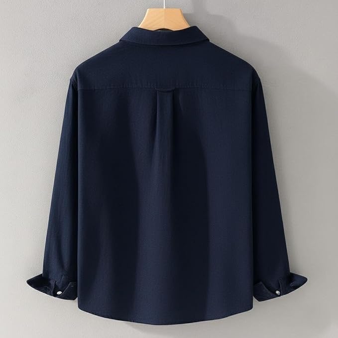 Image of Men's Cotton Blend Casual Wear with Bird Embroidery | Regular Fit Full Sleeve Button Down | Lightweight Summer Style for Daily, Office & Party