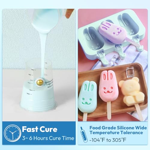 OFFNOVA Silicone Mold Making Kit 70oz Rubber 15A, 1:1 Mixing Ratio Fast Curing for Resin, Casting, Candle, Soap, DIY Crafts, Light Blue by OFFNOVA - Image 5