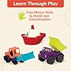 B. toys 3 Mini Toy Cars Water & Sand Playset for Kids Beach Toys Includes 2 Trucks & 1 Boat Durable & Easy to Grab Perfect for Indoor/Outdoor Play