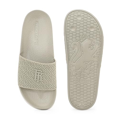 Image of Red Tape Flip-Flop Sliders for Men for Everyday Comfort in Brown | Casual Pool Sliders.