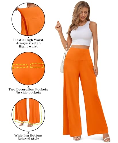 JZC Women's Palazzo Lounge Pants Stretchy Wide Leg Casual Pants Comfy High Waist Flowy Pants S-3XL