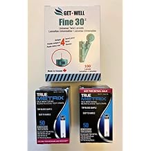 GETWell Fine 30g Universal Twist Lancets 100 Ct. - Made in Canada ! Unique Quad Bevel Tip Offers Quick Healing & Less Pain ! 100 Ct. Blood Glucose Test Strips