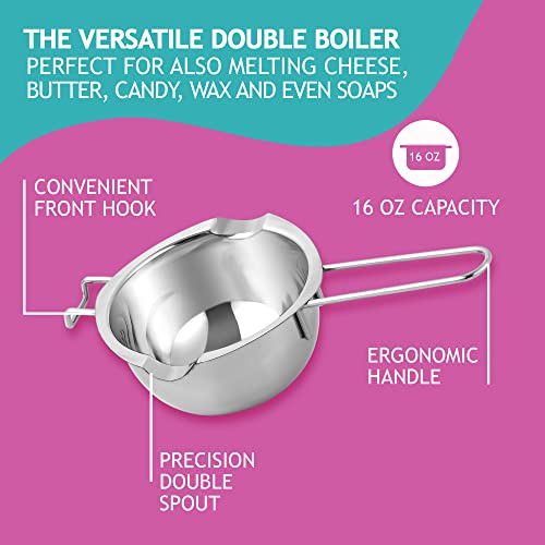 La Patisserie Hot Cocoa Bomb Making Supplies – Includes Double Boiler For Chocolate Melting, Silicone Molds For Chocolate Bombs, Baking, Jello, Candy, Wax, Soap, Candle Making And A Silicone Brush #TOP5