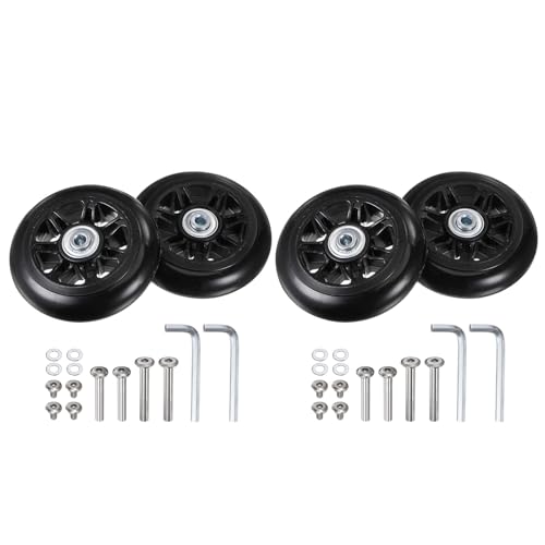 uxcell Replacement Luggage Wheels 90x24mm Suitcase Wheel Repair Kits Include 4 PU Bearing Wheels & Washers, Wrenches & Axle Screw for Trolley Bag, Inline Skate and Caster Board