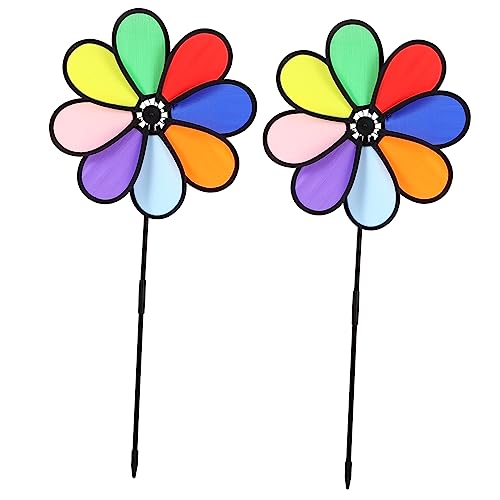 YXKJHH 2 Pezzi di Giocattoli da Esterno, Mulino a Vento Arcobaleno, Mulino a Vento colorato, mulini a Vento, Set da Gioco per Esterni, Girasole, Decorazioni per Esterni, Giardino, Mulino