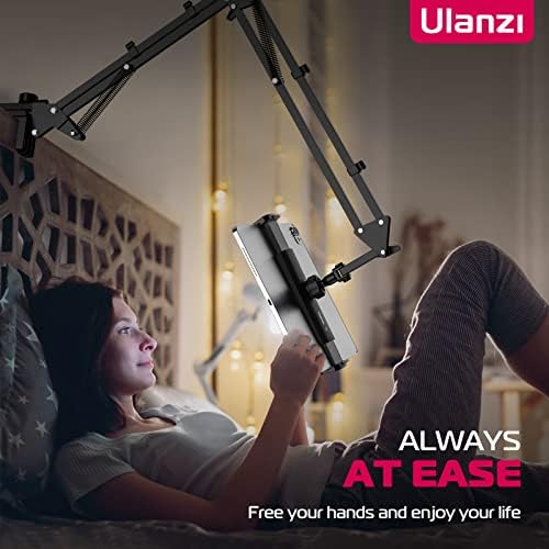 ULANZI iPad Holder for Bed, T2 Tablet Holder for Bed 360° Rotating, iPad Stand for Bed Height and Angle Adjustable, iPad Mount for iPad Air mini Pro, Samsung Galaxy Tabs, 4.6~12.9" Devices