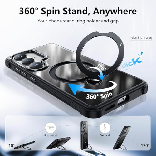 Funda Samsung Galaxy S26 Upholyee transparente con soporte magnético de 360 grados 2