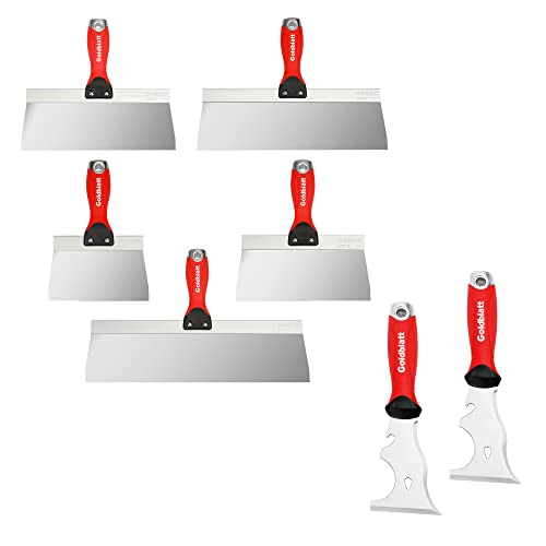 Goldblatt 2 Pack 9-In-1 Paint Scraper Tools - Heavy Duty Stainless Steel Painters Tool & Goldblatt 5 Pieces Stainless Steel Taping Knives #TOP9