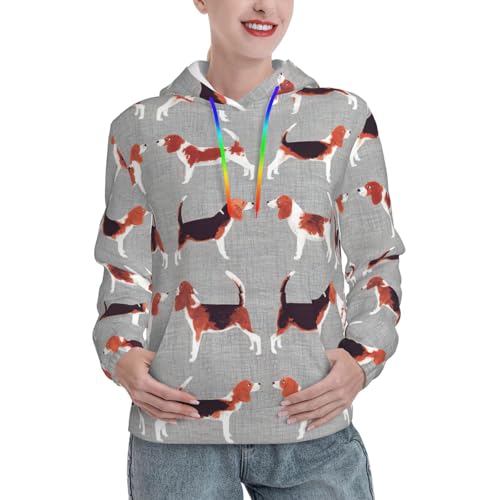 Sweat à capuche femme imprimé Beagle ajusté et polyvalent
