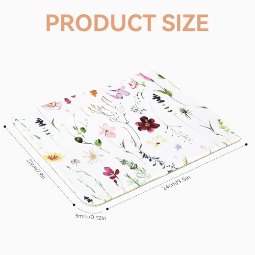 Dimeho Flower Mouse Pad Square Plants Textured Mouse Mat Non-Slip Rubber Base Aesthetic Mousepad Cloth Computer Mouse Pads Accessories for Office Desk Home Travel