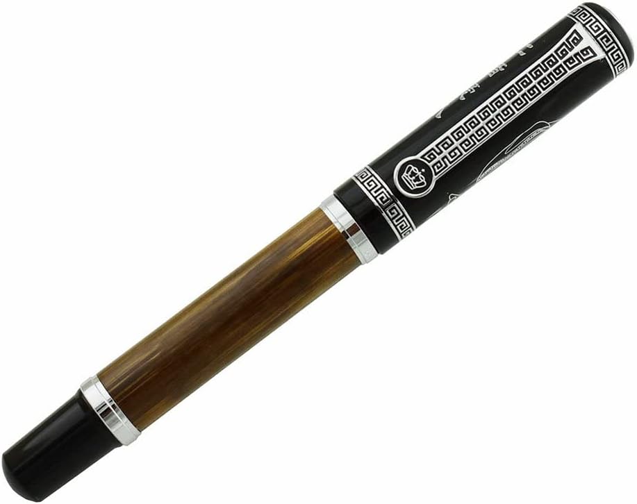 erofa Duke 551 Confucius Fountain Pen with Ink Refill Converter, Bent Nib Natural Bamboo Barrel Calligraphy Pen with Wooden Box