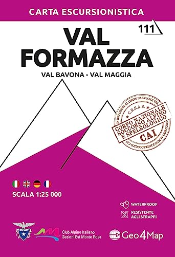 111 Val Formazza. Val Bavona, Val Maggia. Carta escursionistica 1:25.000. Ediz. multilingue