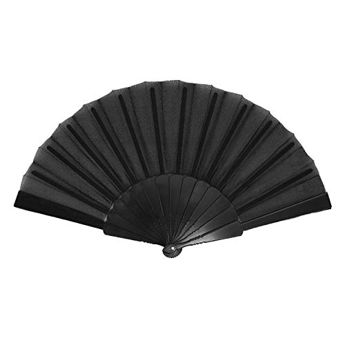 Oblique Unique Handfächer Damen Fächer Ausklappbar Wandfächer Hochzeit Tanzen Karneval Fasching Party - Farbe wählbar (Schwarz)
