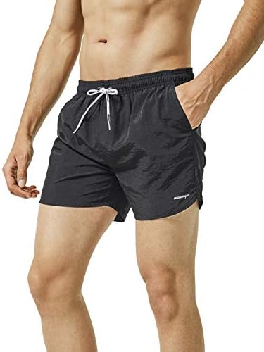 maamgic Mens Swim Trunks 5" with Mesh Lining Quick Dry Bathing Suits for Men Swim Shorts Swimwear Black Small