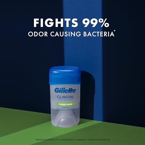 Image of Gillette Clinical Antiperspirant and Deodorant for Men, 72HR Sweat & Odor Protection, Long Lasting Freshness, Anti-White Mark Technology, Clear Gel, Power Rush Scent, 1.6 oz