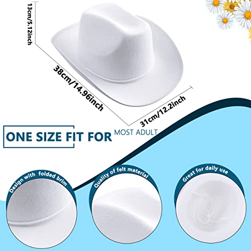Image of 6 Pack White Cowboy Hat Felt Western Hat Wide Brim Cowboy Cowgirl Hat for Adult Bachelor Party Costume Accessories