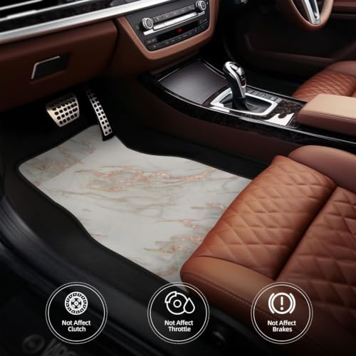 Alfombrillas de coche antideslizantes de neopreno, juego de 4 piezas mármol oro rosa 5