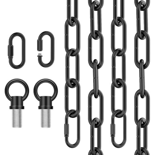 Chaîne d'éclairage industrielle noire réglable à verrous pour suspension de lustre