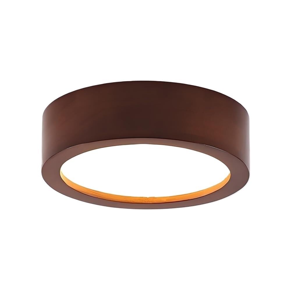 NHPJFDC Modern Walnut Wood LED Flush Mount Ceiling Light Round Solid Wood Light Fixture Acrylic Shade 3 Color Dimmable 8 Inch Small Ceiling Lamp for Hallway Entryway Bedroom Lighting