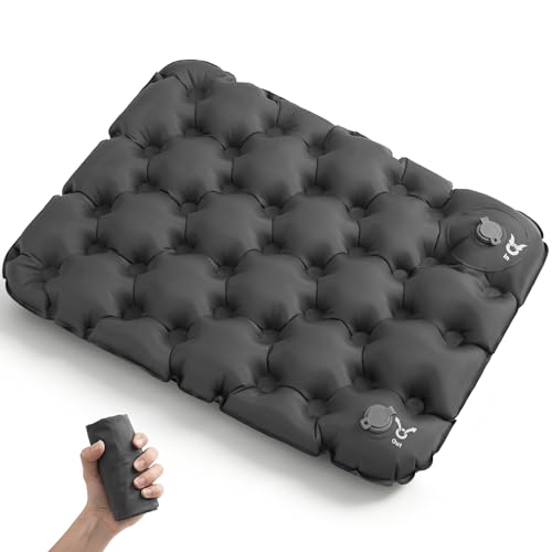 Cibalaland Inflatable Seat Cushion for Stadium & Travel, Built-in Pump Portable Air Seat Pad, Waterproof Bleacher Cushion for Air Travel, Camping, Soccer Games & Outdoor Events – Grey