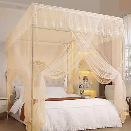 VELSKUD Canopy Bed Frame, Thicken Stainless Steel Bed Canopy Frame, Bed Post Poles 4 Corner Canopy for Metal Bed Mosquito Bed Poles Canopy Frame VELSKUD Canopy Bed Frame, Thicken Stainless Steel Bed Canopy Frame, Bed Post Poles 4 Corner Canopy for Metal Bed Mosquito Bed Poles Canopy Frame