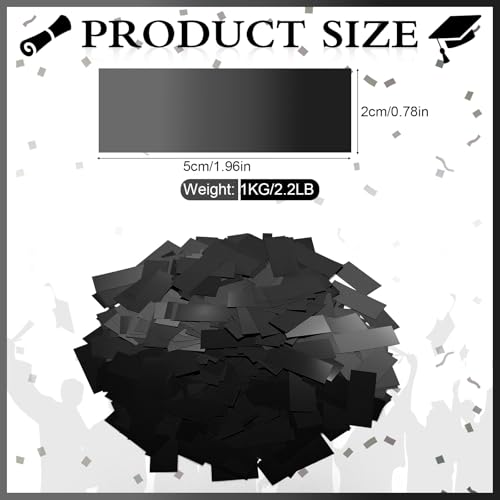 Image of Sumind 1000 Grams Black Large Metallic Confetti Glitter Throwable Table Scatter Foil Confetti for Halloween Wedding Birthday Party Baby Shower Graduation Christmas Celebrations