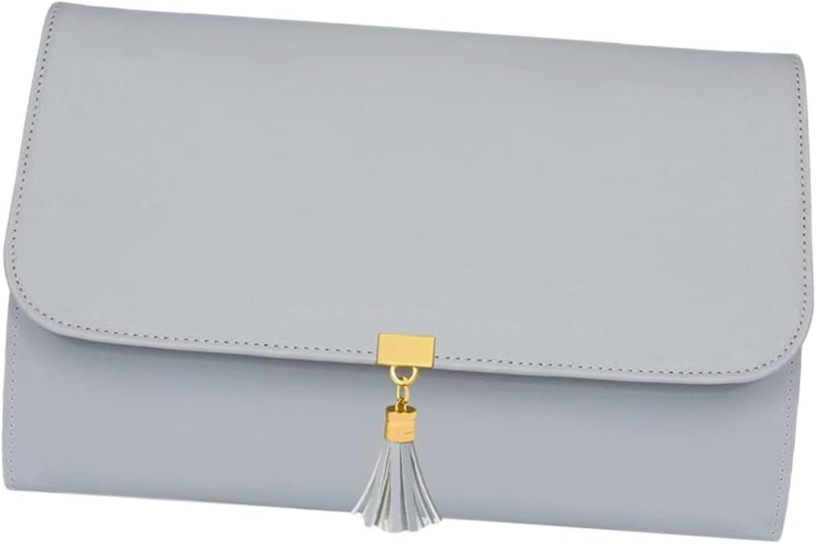 Foldable Travel Jewelry Organizer Roll Bag Large Capacity Leather Tassel Pouch for Bracelets Brooches Portable Jewelry Storage Case for Women Scratch-resistant and Wear-resistant