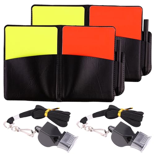 LINGJIA 2 Stück Fußball Karten, Schiedsrichter Kit, Schiedsrichter Karte,Kinder Schiedsrichter Pfeife, Sportzubehör, Schiedsrichter Pfeife Fußball, Schiedsrichter Ausrüstung für Fußballspiele