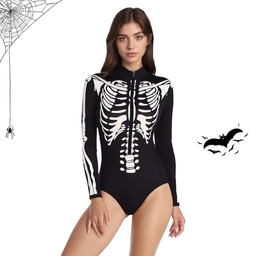 HUIKUANGEU Squelette Femme,Costume Squelette,Déguisement Carnaval,Halloween Costume,Halloween Skeleton,pour Le Carnaval,Mardi Gras,SoiréE à Thème,Halloween