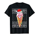 Ice Cream Lover Xmas Lighting Ugly Ice Cream Christmas T-Shirt for Men Women Kids