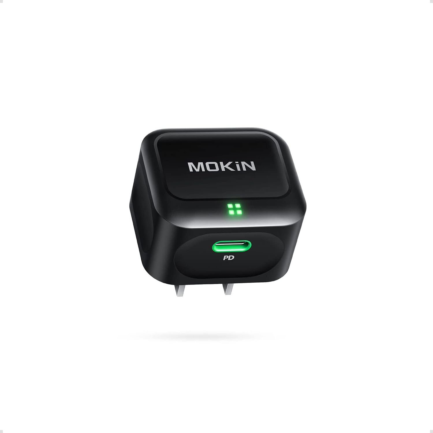 USB C Wall Charger, MOKiN 20W Fast Charger Block, Type C PD Power Delivery Charging Block with Foldable Plug for iPhone 13/13 Mini/13 Pro/13 Pro Max/12, Galaxy, Pixel 4/3, iPad/iPad Mini, and More