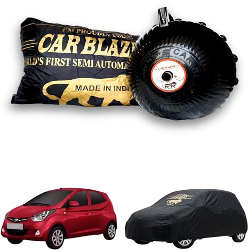 Image of CARBLAZER Portable & Semi-Automatic Full Body Car Covers: Heavy Duty Device| Anti-Theft| Dust & Scratch Proof | Water & Wind Resistant|Custom Fit| Dual-Side Cover, Compatible for Hyundai EON
