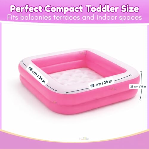 Image of Toy Imagine 3 ft Square Inflatable Pool for Kids - Swimming Bathtub for Toddlers (0-5 Years) | Outdoor Garden Summer Play Pool(Pink)