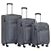 BEIBYE Leichter Stoffkoffer Kofferset Trolley Außentaschen Dehungsfuge mehr Stauraum mit Zahlenschloss (Grau, Set)