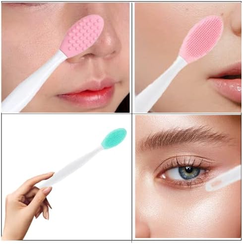 Lmyzcbzl Silicone Exfoliating Lip Brush, 2 Pcs Double-sided Soft Lip Brush, Lip Brush Tool, Nose Blackhead Clean Lip Scrubber Tool, Double-Sided Lip Scrub Brushes